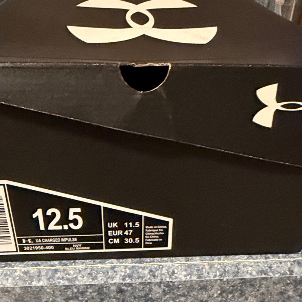 BNWT Under Armour men’s Charged Impulse sneaker size 12.5 in navy bleu marine